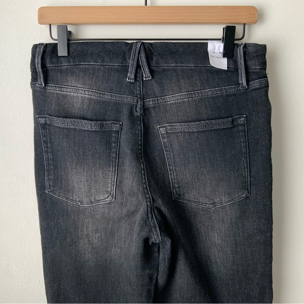 NWT GOOD AMERICAN Bootcut Jeans Split Seam Cashmere Blend Black 218 Size 10 - Picture 5 of 15